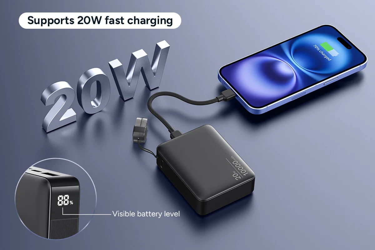 Kogan 10,000mAh 20W PD Power Bank with Detachable USB-C Cable - Image 5