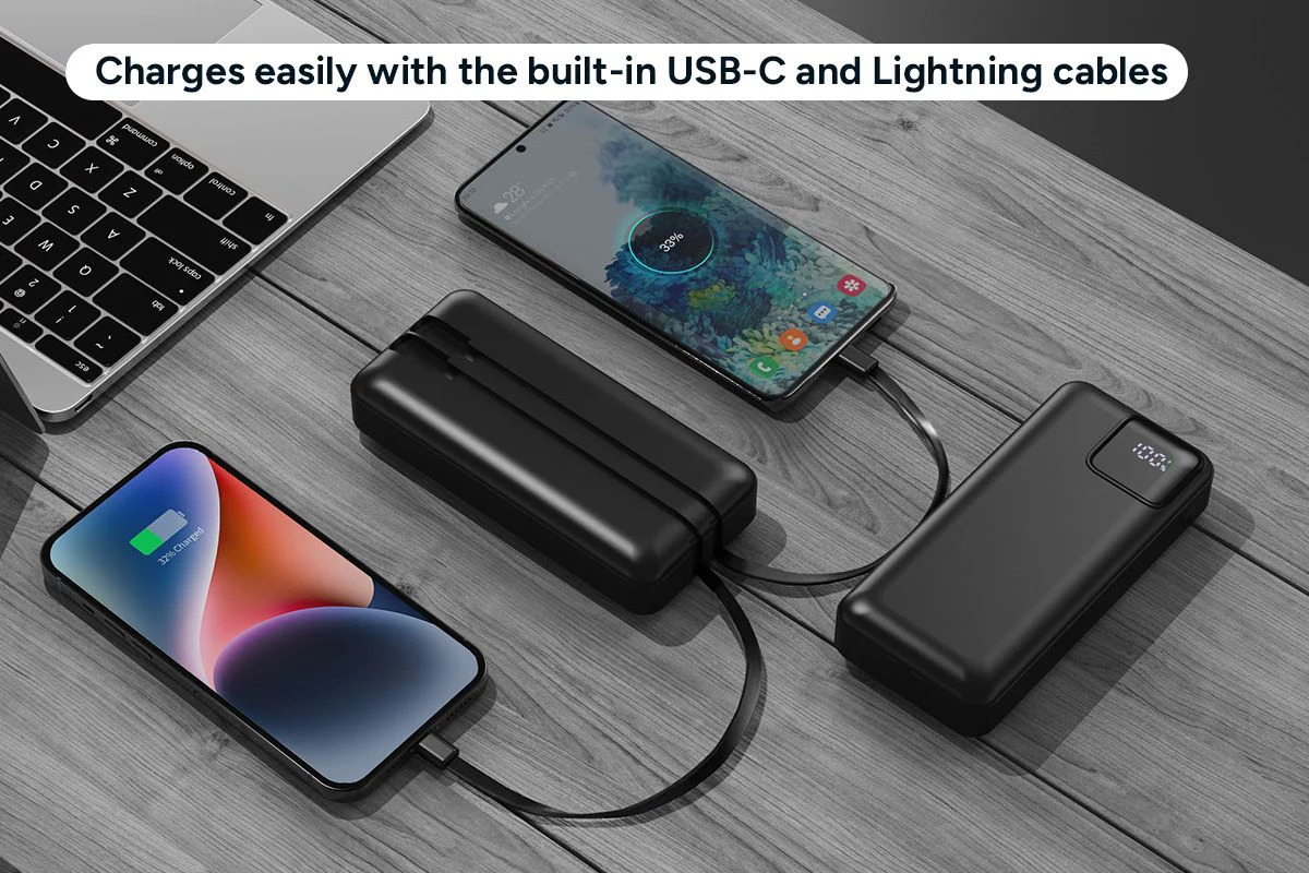 Kogan 20000mAh Power Bank with Built-in USB-C & Lightning Cables - Image 7