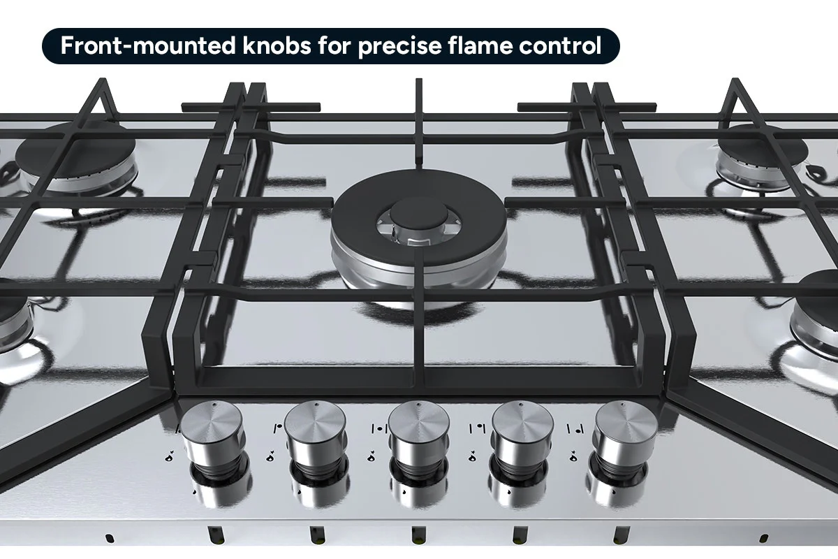 Kogan Gas Cooktop 90cm Stainless Steel 5-Burner with Wok Burner - Image 8
