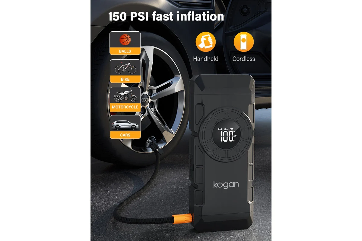 Kogan Portable 4-in-1 Jump Starter, Air Compressor & Power Bank 3000A - Image 3