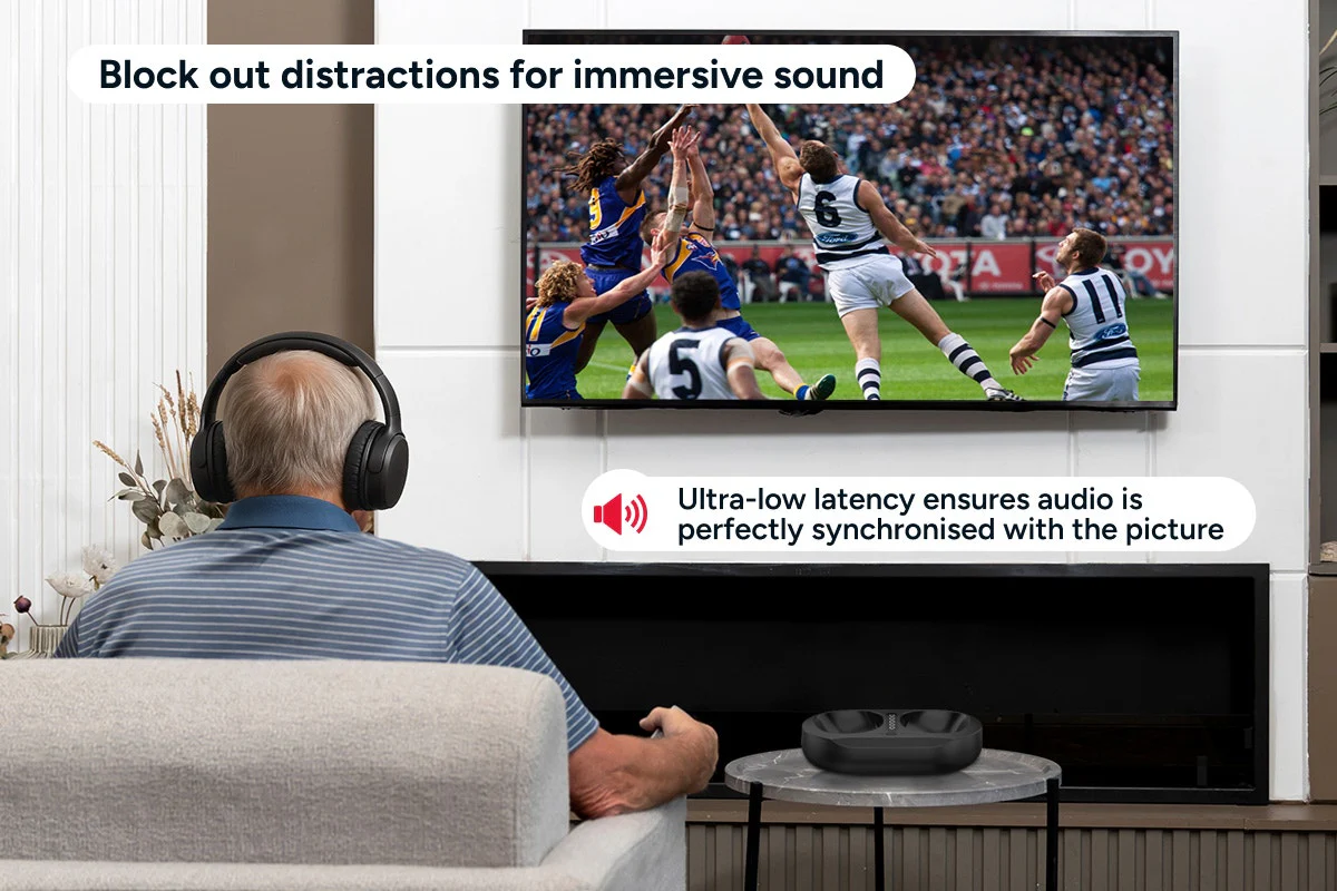 Kogan Wireless TV Headphones with Dock - Low Latency & Comfort Fit - Image 5