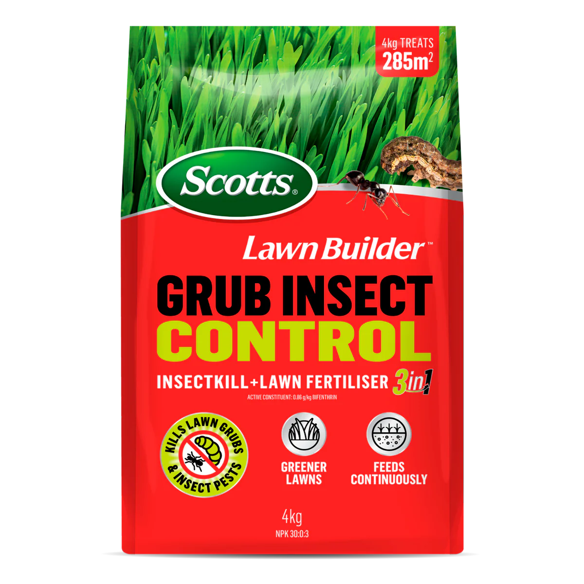 Lawn Builder 4kg Scotts Grub Insect Control Fertiliser Slow Release