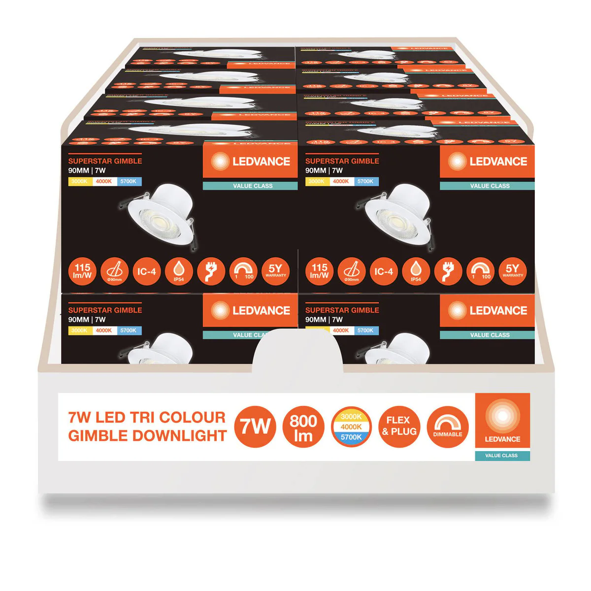 Ledvance Downlight Gimble 7W 90mm Tri Colour - Dimmable - White - Image 2