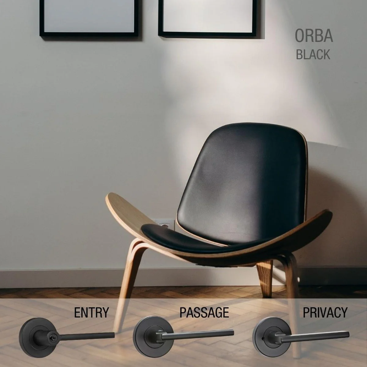 Lemaar Black Orba Privacy Set - 65mm - Zinc - Electroplated Finish - Image 3