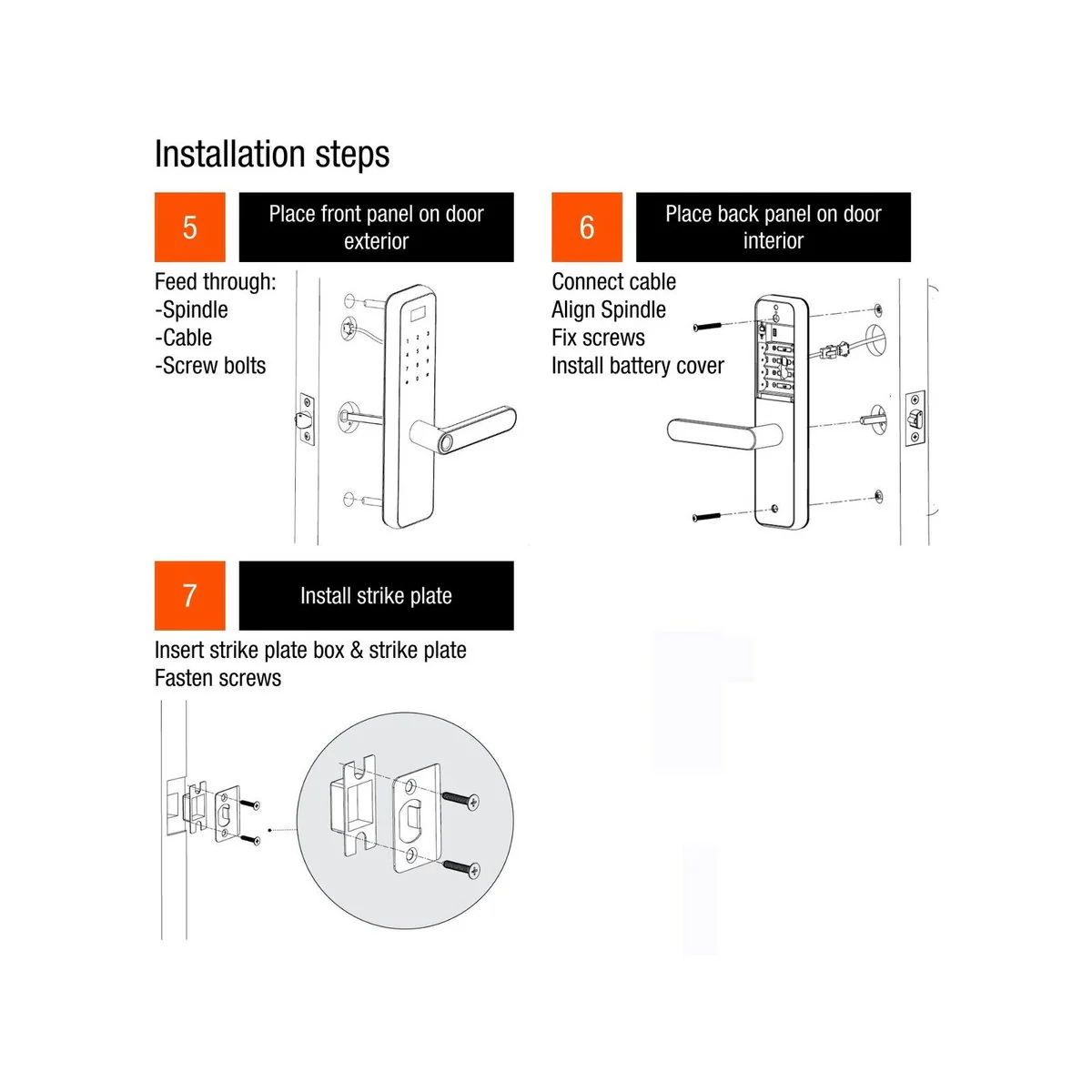 Lemaar Black Rectangle Latch Smart Lock - 5 Entry Functions - 67mm x 270mm - Image 4