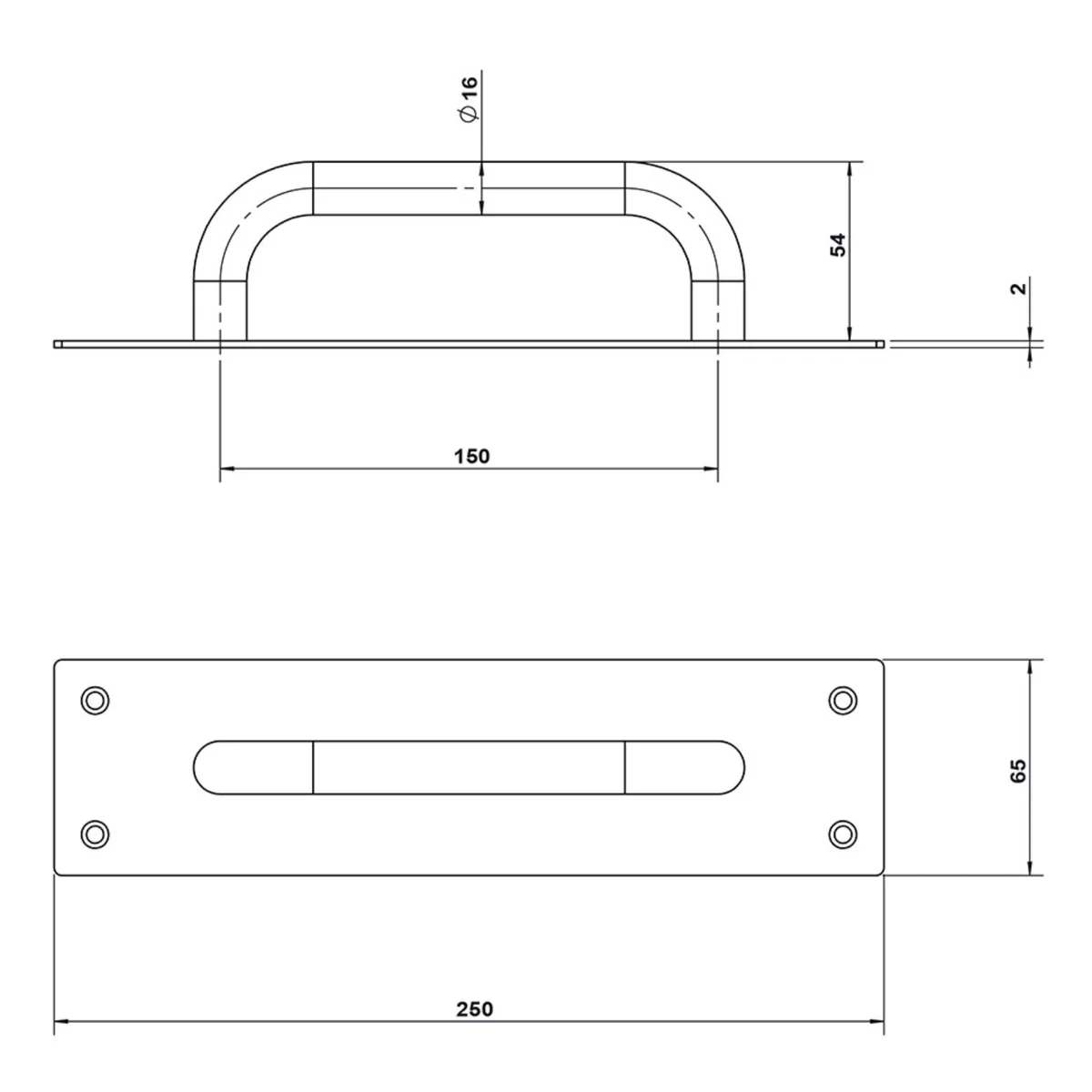 Lemaar D Pull on Plate 250 x 65 x 2mm Black DDA Compliant - Image 3
