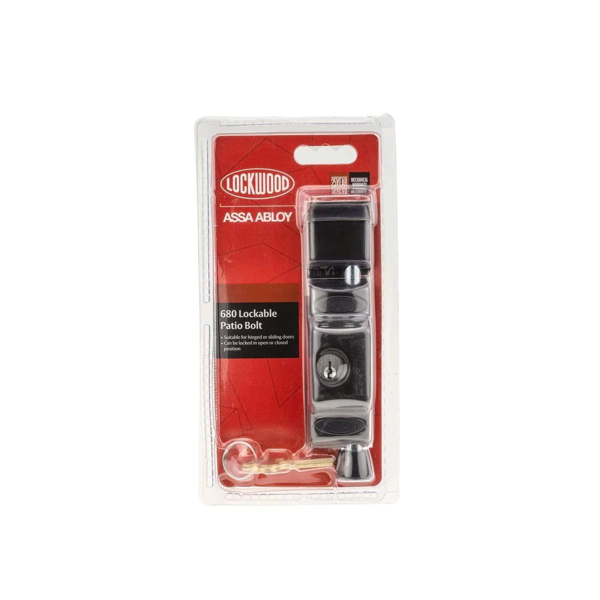 Lockwood Black 680 Patio Bolt - Zinc Alloy - 33mm - Heavy Duty Security