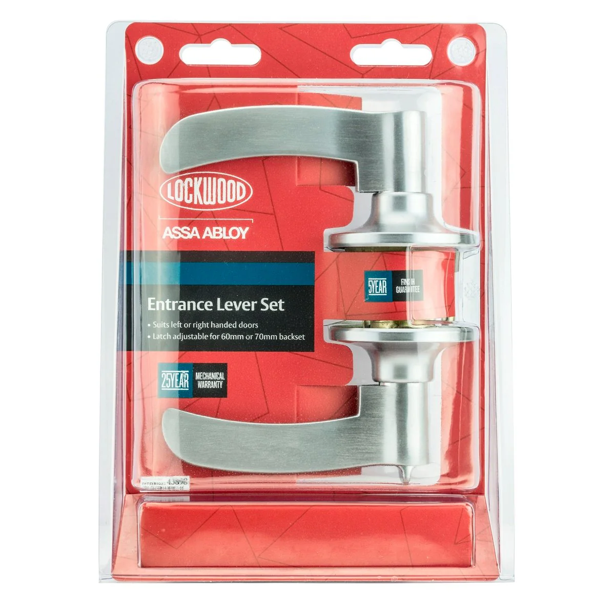 Lockwood Entry Lever Set - 65mm - Zinc Alloy - Satin Chrome - Image 2