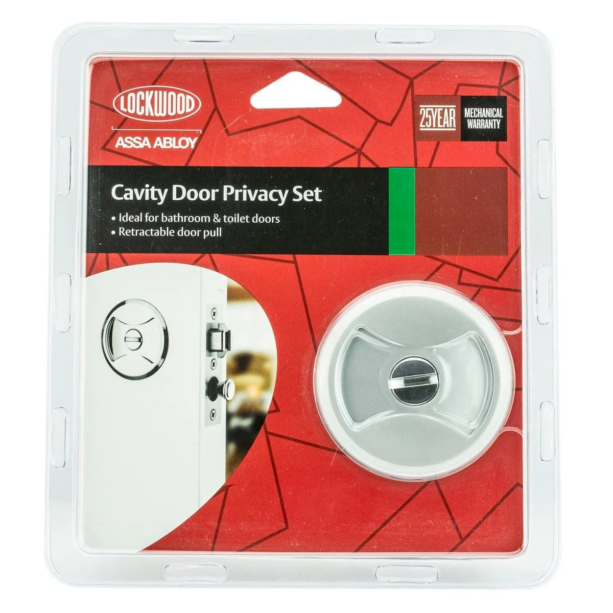 Lockwood Sliding Cavity Privacy Set - Satin Pearl - Zinc Alloy - Secure