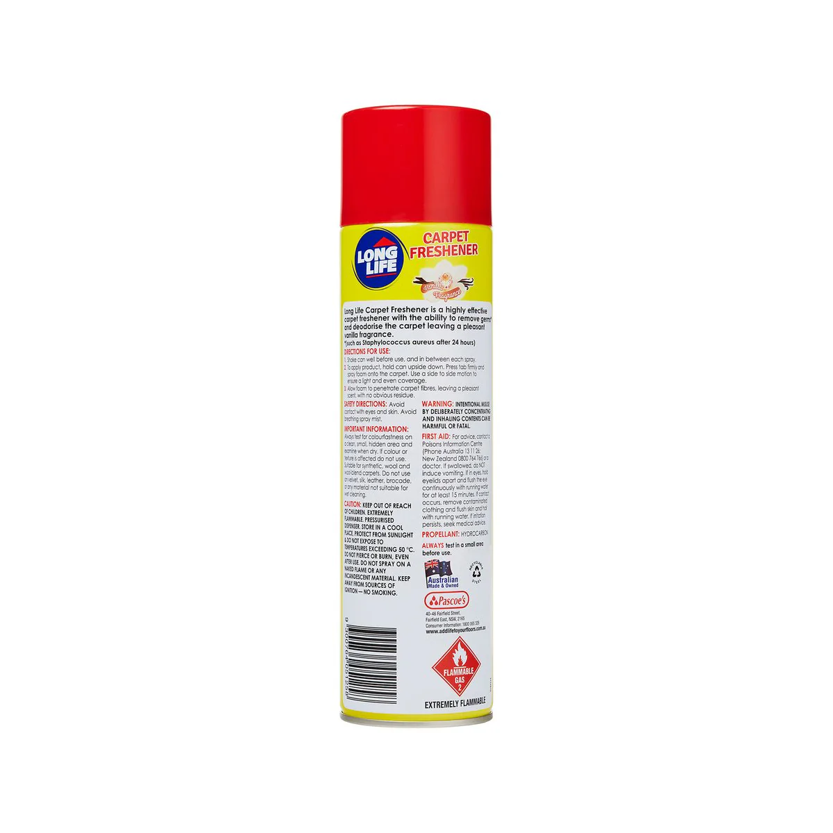 Long Life Carpet Freshener - 500g - Aerosol Can - Vanilla Fragrance - Image 2
