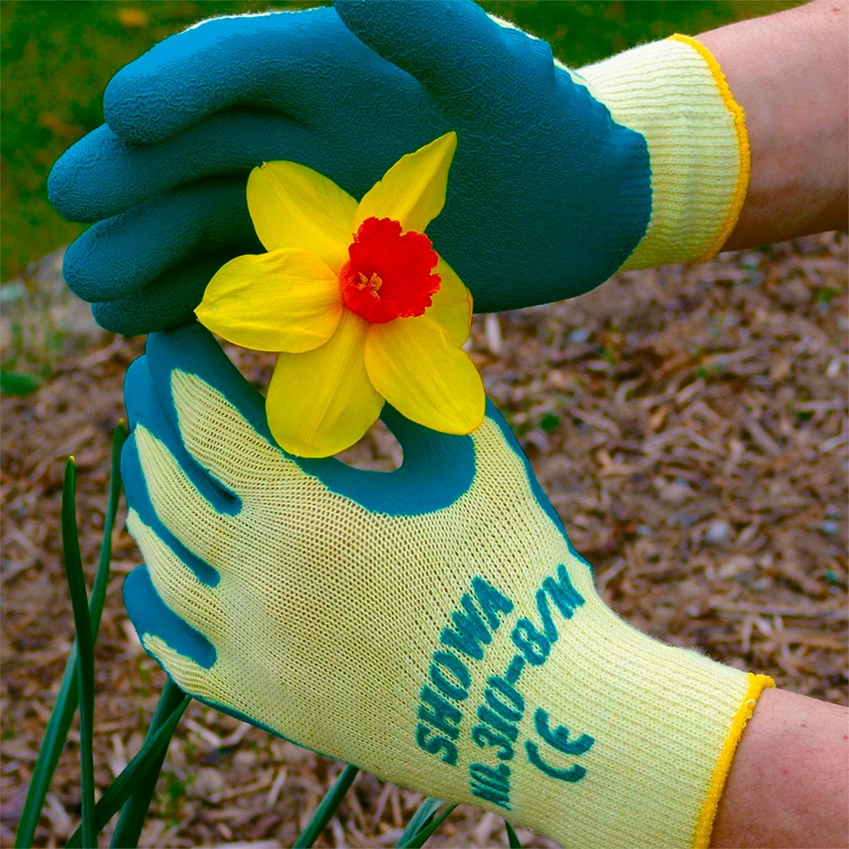 Lynn River Showa Gardening Gloves - Medium Green 310 - Latex Dip - 1 Pair - Dexterity & Grip - Image 2