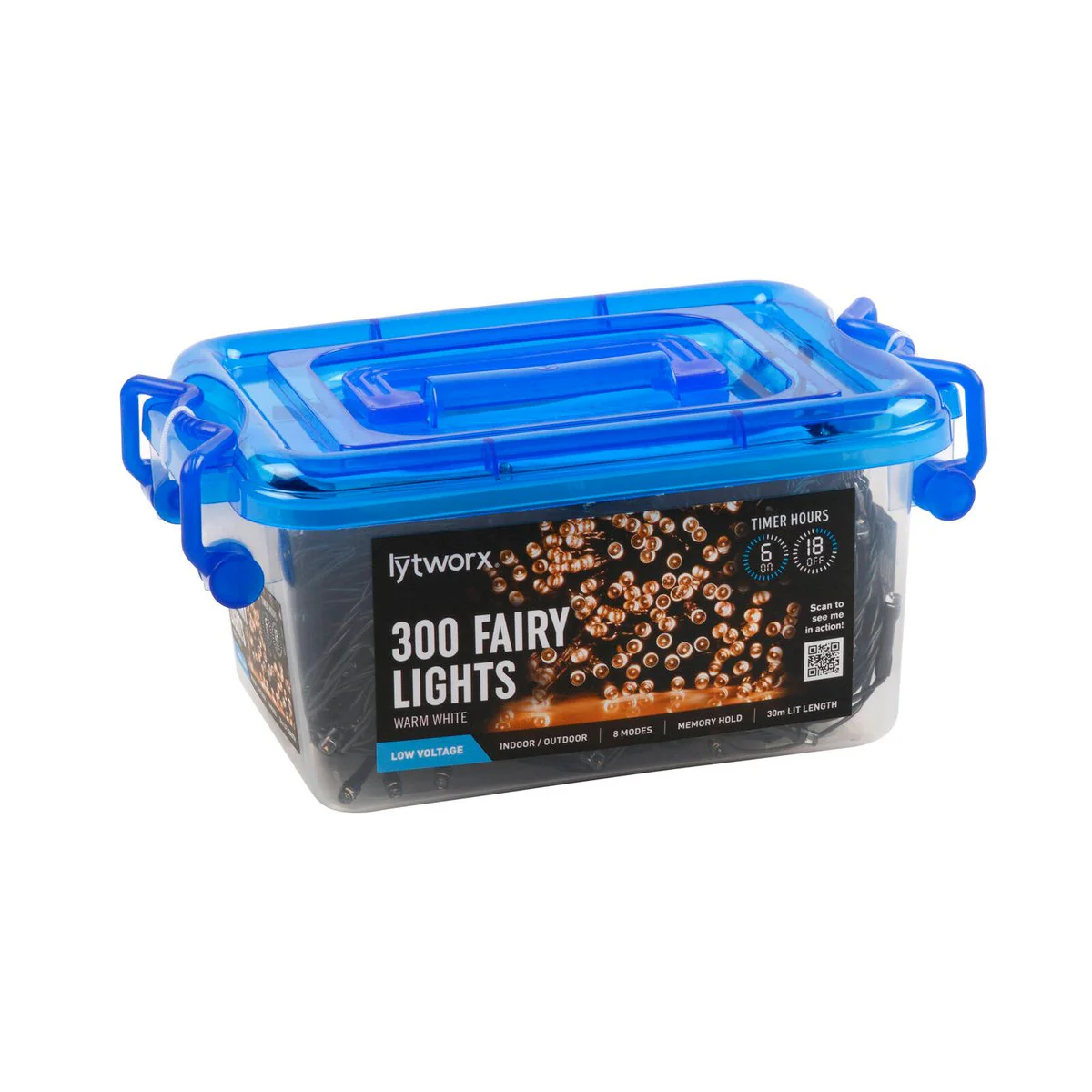 Lytworx 300 Warm White LED Fairy Lights - 30m - Indoor/Outdoor - 8 Modes