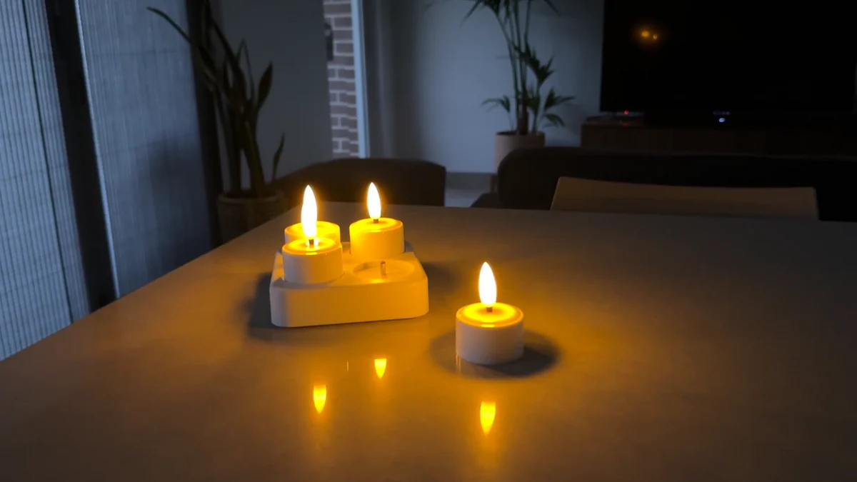 Lytworx Battery Operated Tea Lights 4 Pack - Warm White - USB Rechargeable - 40mm - Image 3