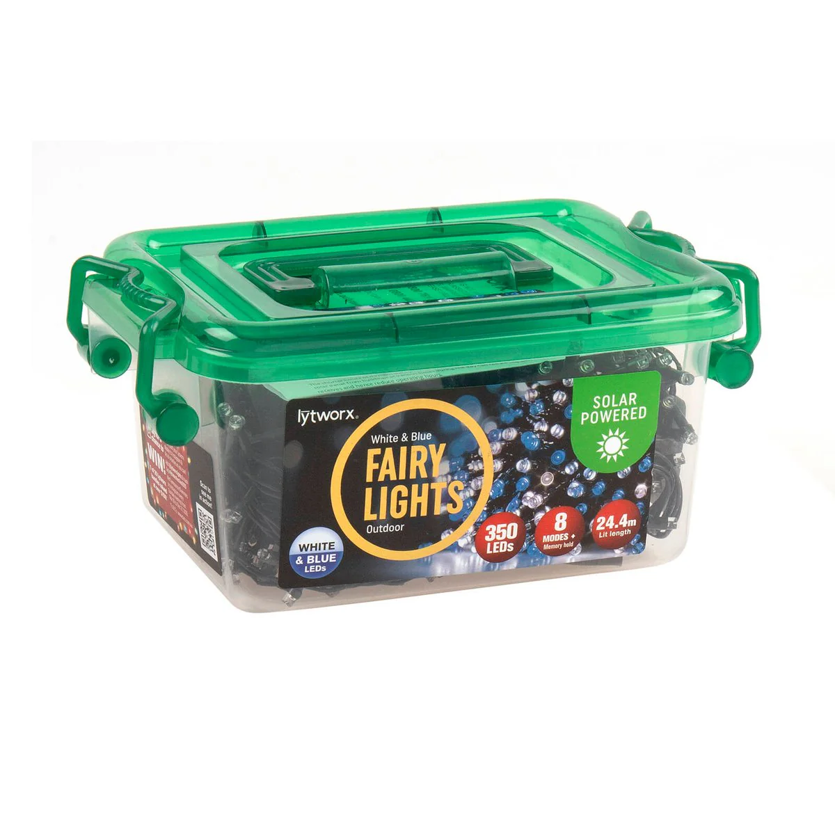 Lytworx Solar Fairy Lights pk350 - 24.4m - Blue and White - 8 Modes