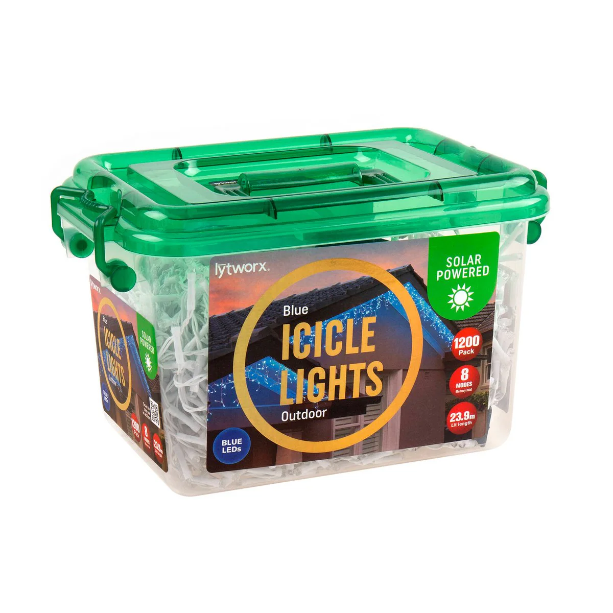 Lytworx Solar Icicle Lights - 1200 Pack - Blue - Outdoor Use