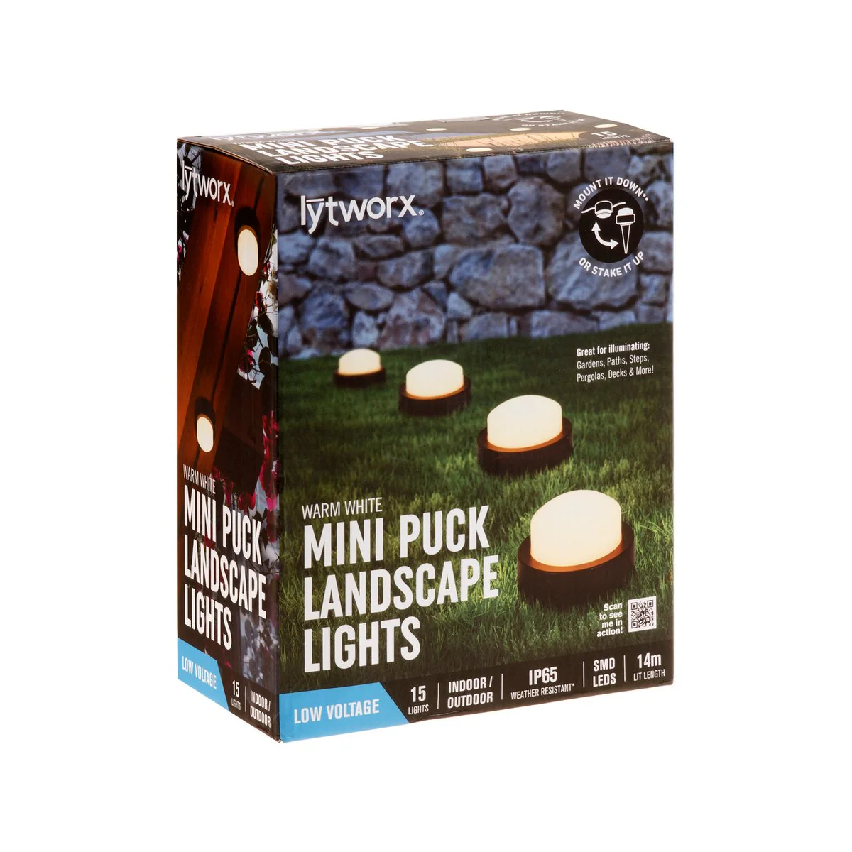 Lytworx Warm White Mini Puck Landscape Lights 15pk - 14m - IP65 Weather Resistant