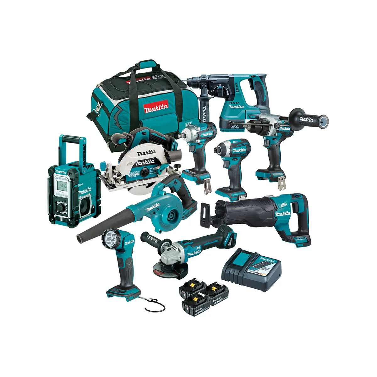 Makita Brushless 10 Piece Combo Kit DLX1042TX1 - 18V - 3 Batteries - Tool Bag - Image 2