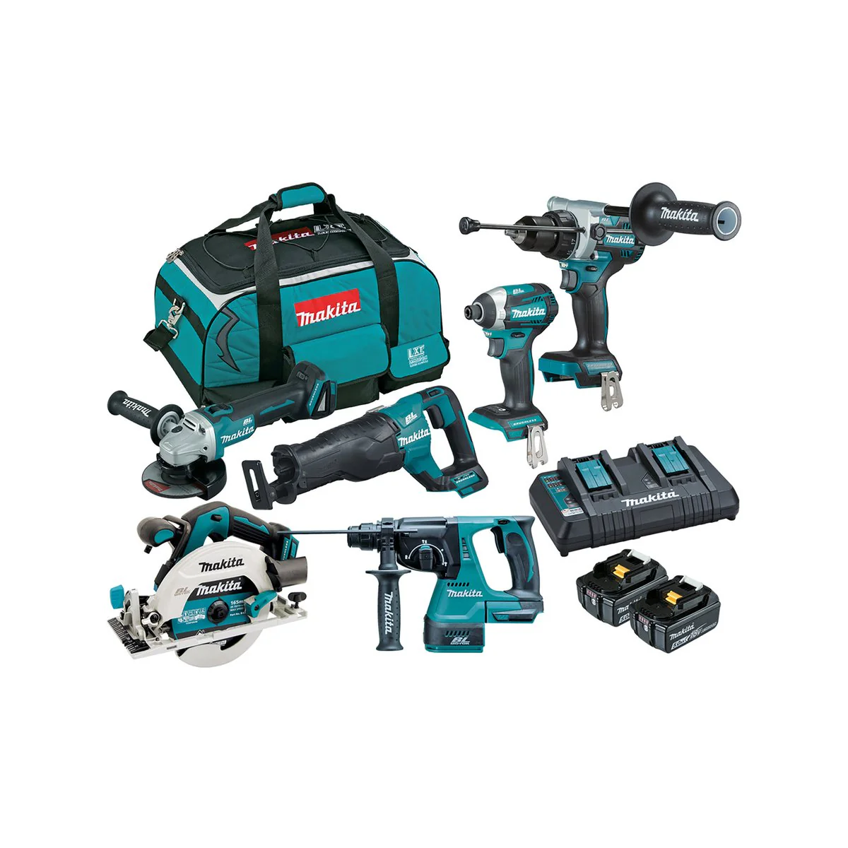 Makita Brushless 6 Piece Combo Kit DLX6109TX1 - 18V - Includes 2 Batteries - Rapid Charger - Carry Bag - Image 2