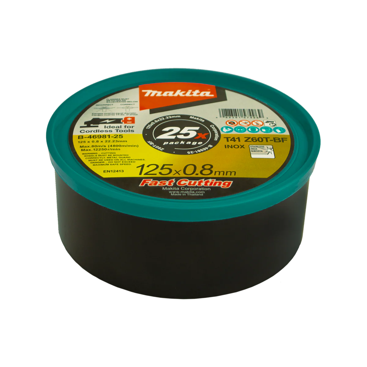 Makita Cutting Wheel 125mm 0.8mm 25 Pack - Zirconia Alumina - Durable