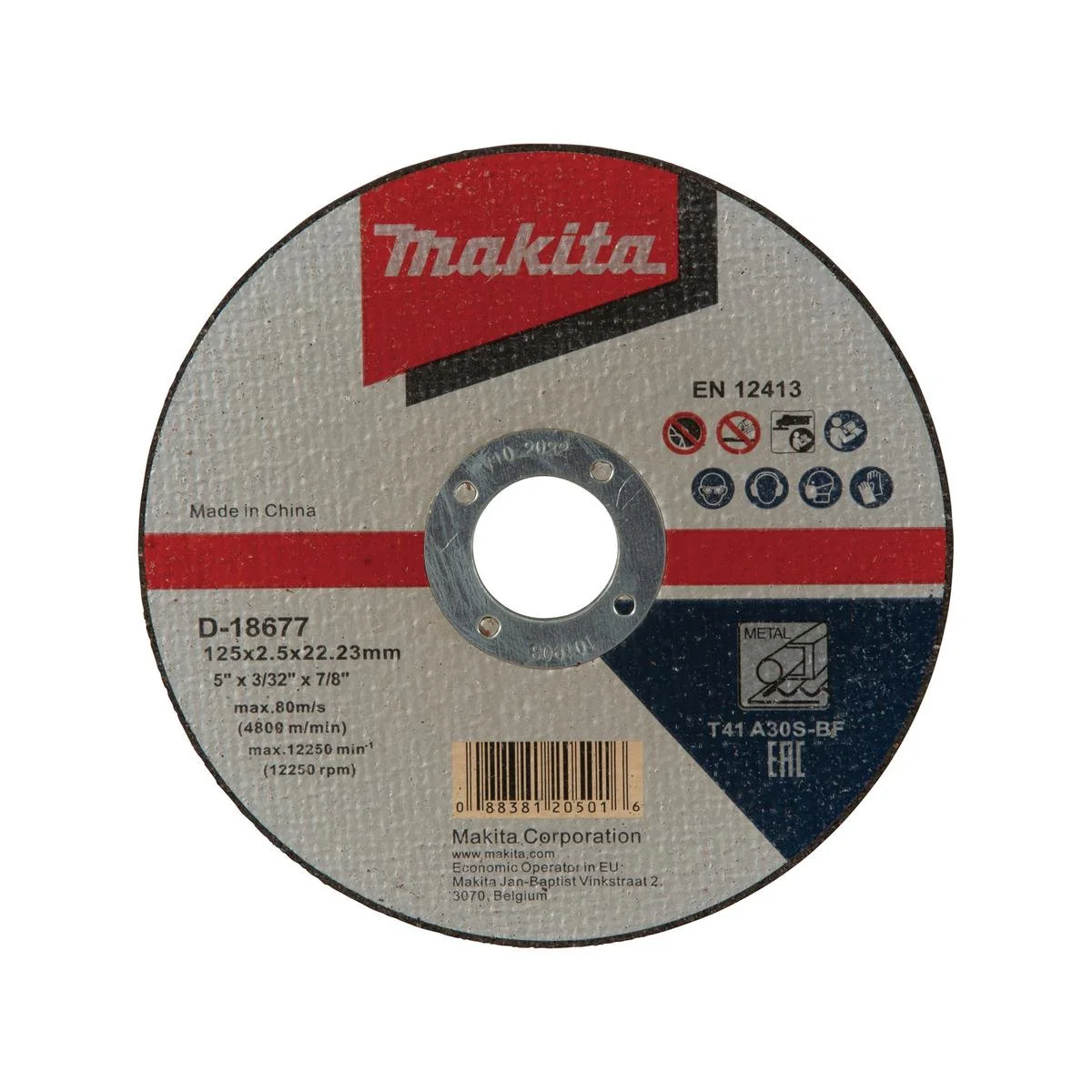 Makita Metal Cutting Disc - 125mm - 2.5mm Thick - Brown Fused Aluminium