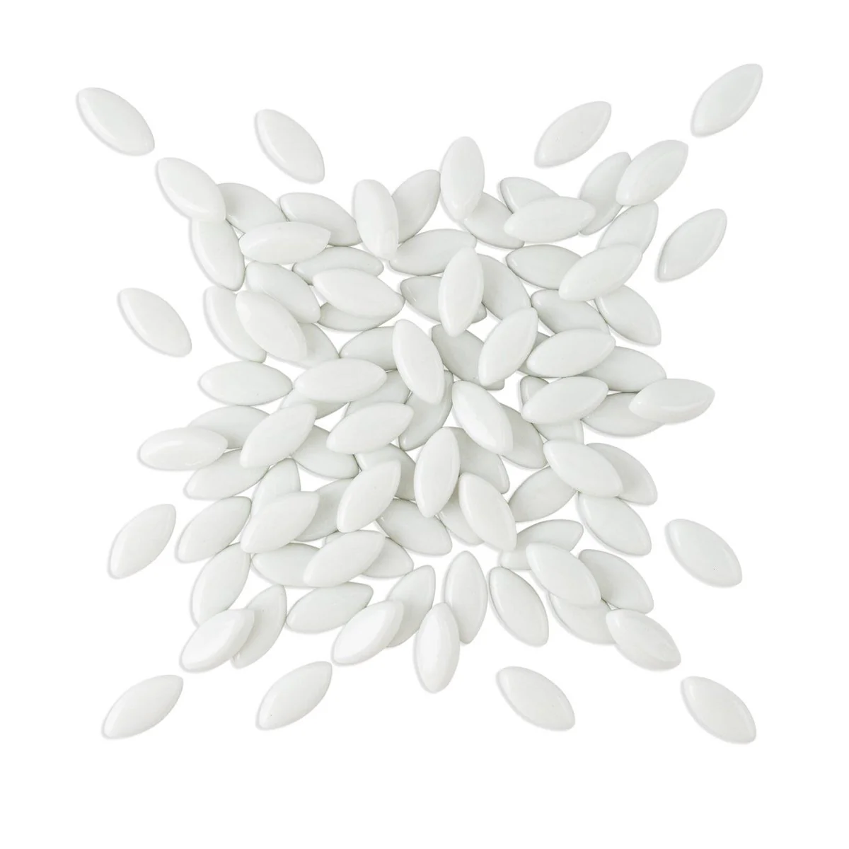 Mandala Art Snow Petals Mosaic Glass Tile - 10mm x 20mm - White - Creative Texture - Image 2
