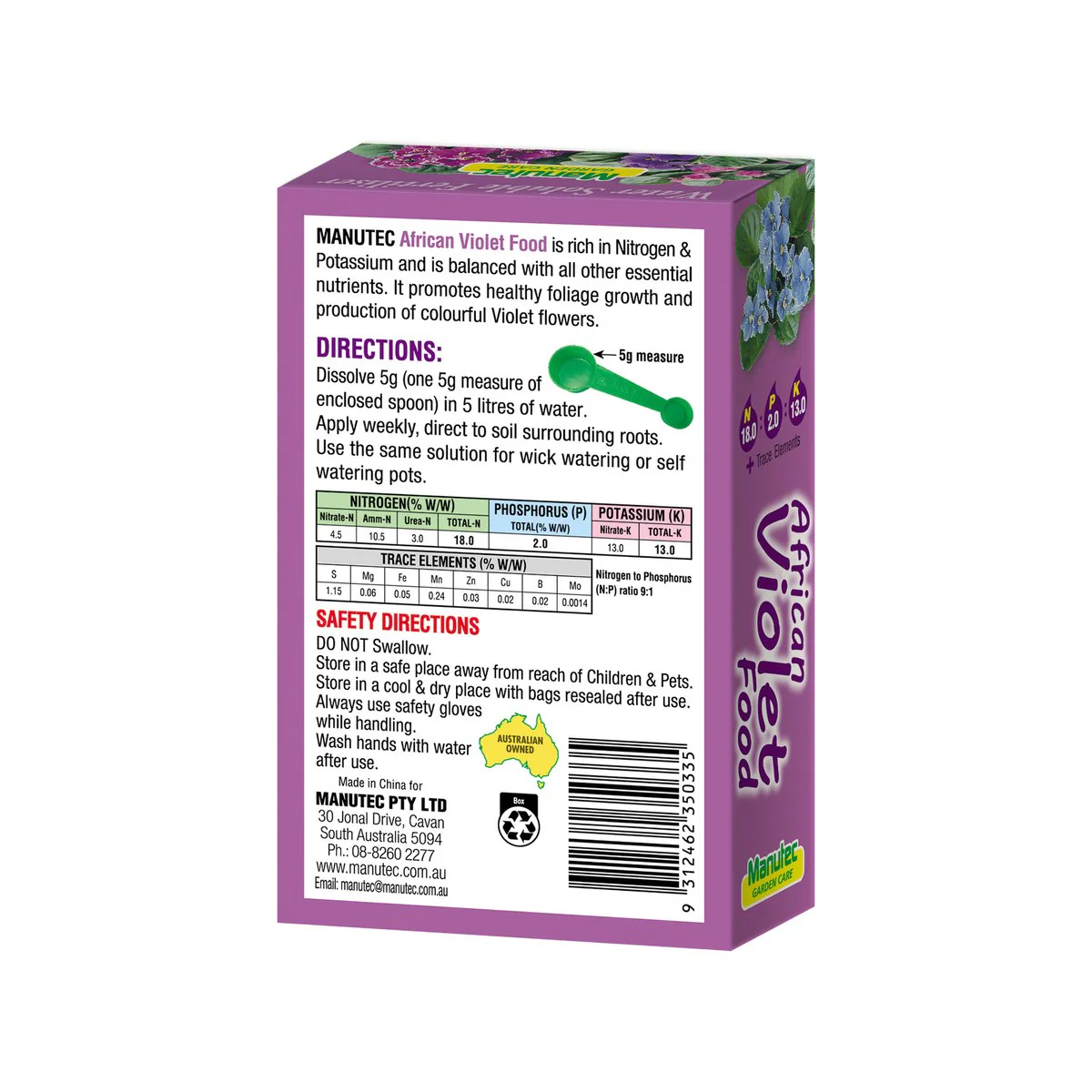 Manutec Soluble African Violet Food - 300g - Water Soluble - Nutrient Rich - Image 2