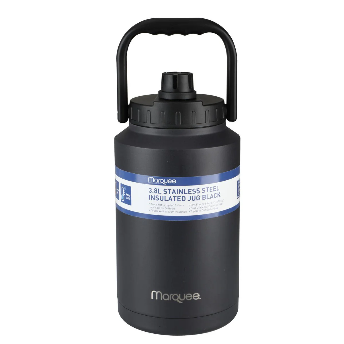 Marquee 3.8L Insulated Jug - Black Stainless Steel - Leak-Resistant Spout - Image 2