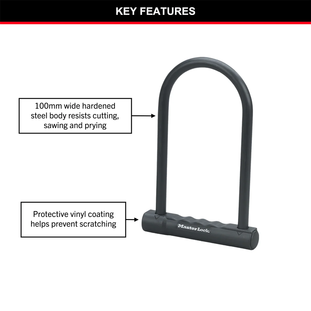 Master Lock Bike Lock - 200mm x 100mm x 12mm - Hardened Steel - Weather Resistant - Image 2