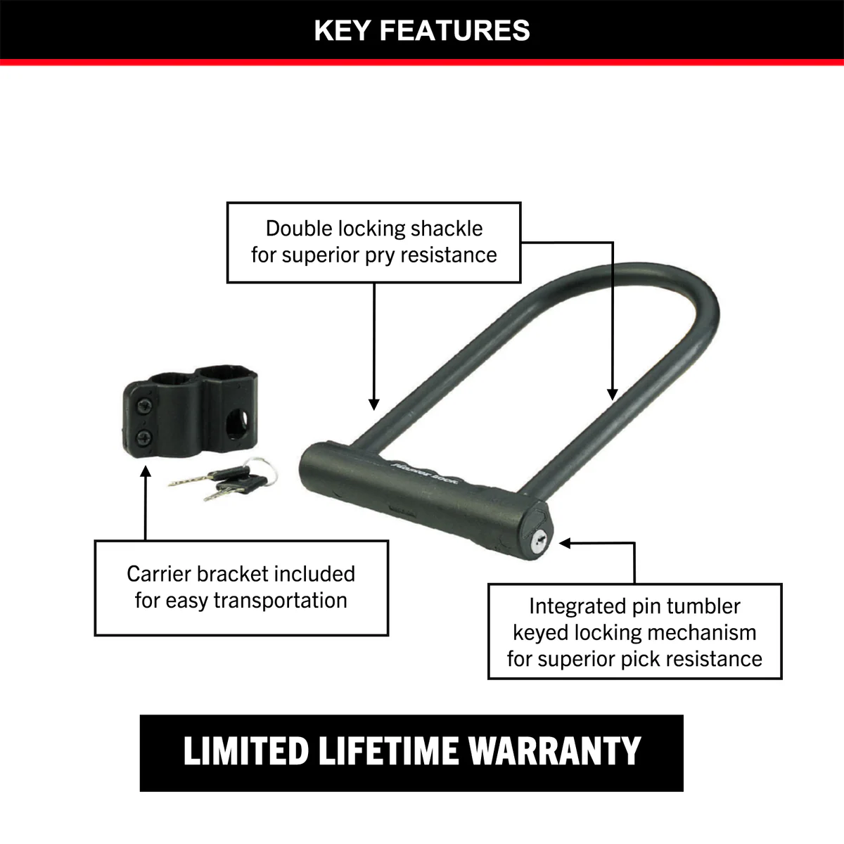 Master Lock Bike Lock - 200mm x 100mm x 12mm - Hardened Steel - Weather Resistant - Image 3