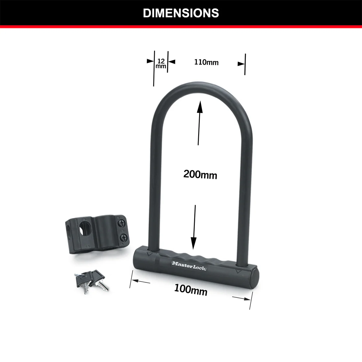 Master Lock Bike Lock - 200mm x 100mm x 12mm - Hardened Steel - Weather Resistant - Image 4