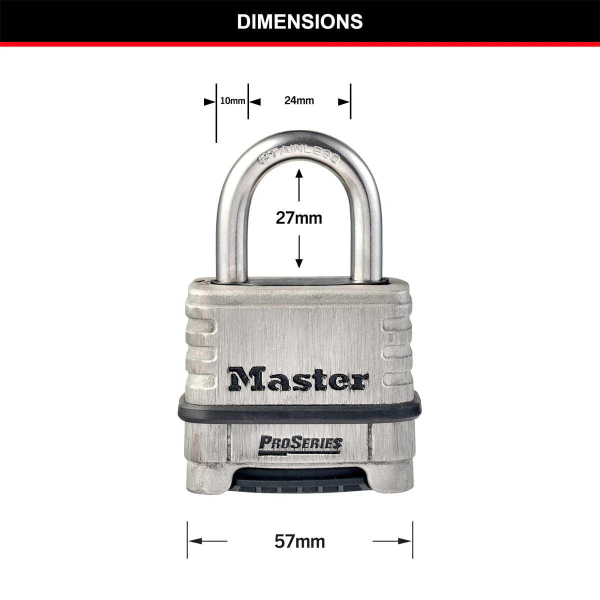 Master Lock Combination Padlock - 57mm - Stainless Steel - Resettable - Image 5
