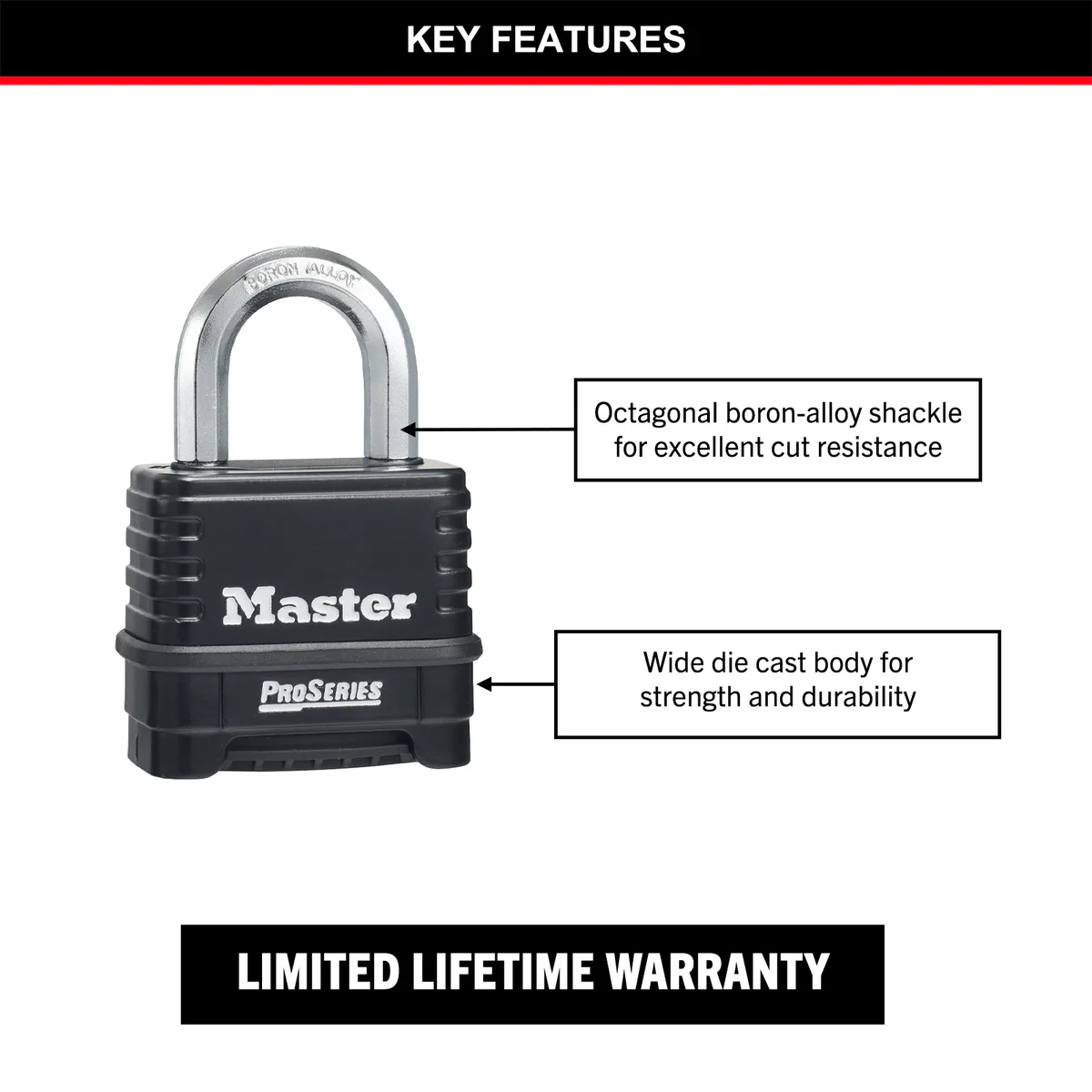 Master Lock Combination Padlock - 57mm - Zinc - Resettable - Image 2
