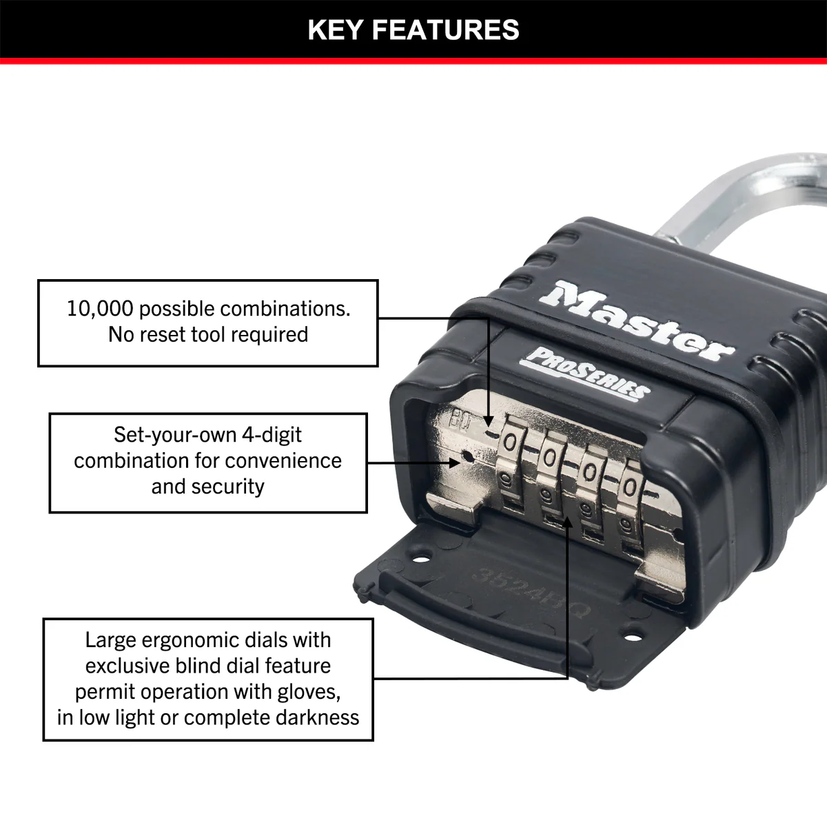Master Lock Combination Padlock - 57mm - Zinc - Resettable - Image 3