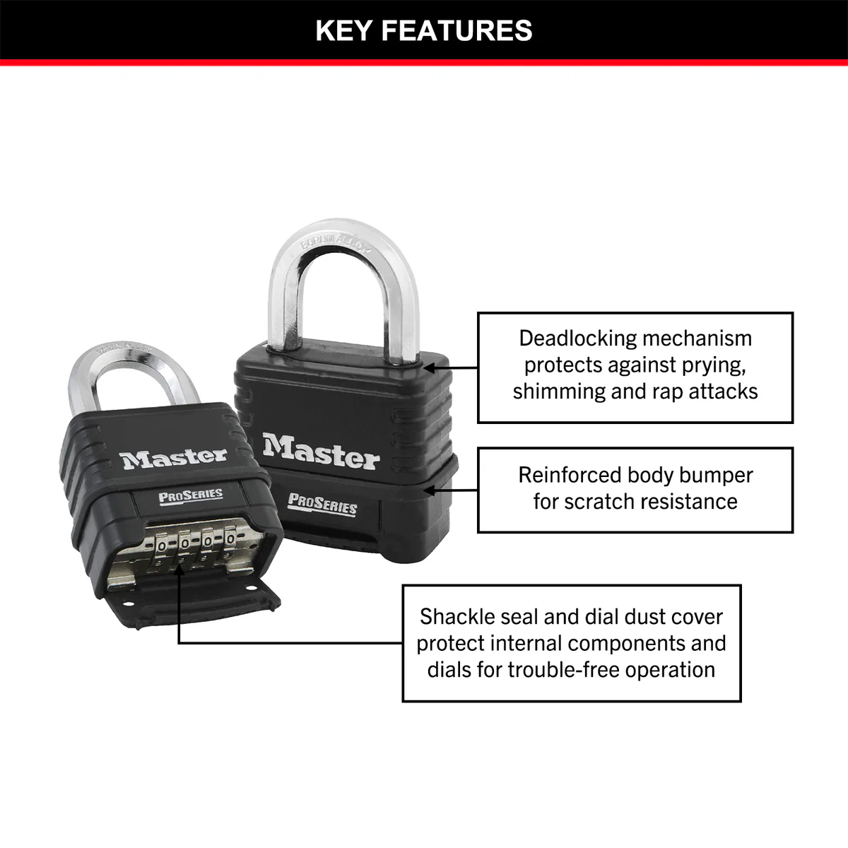 Master Lock Combination Padlock - 57mm - Zinc - Resettable - Image 4