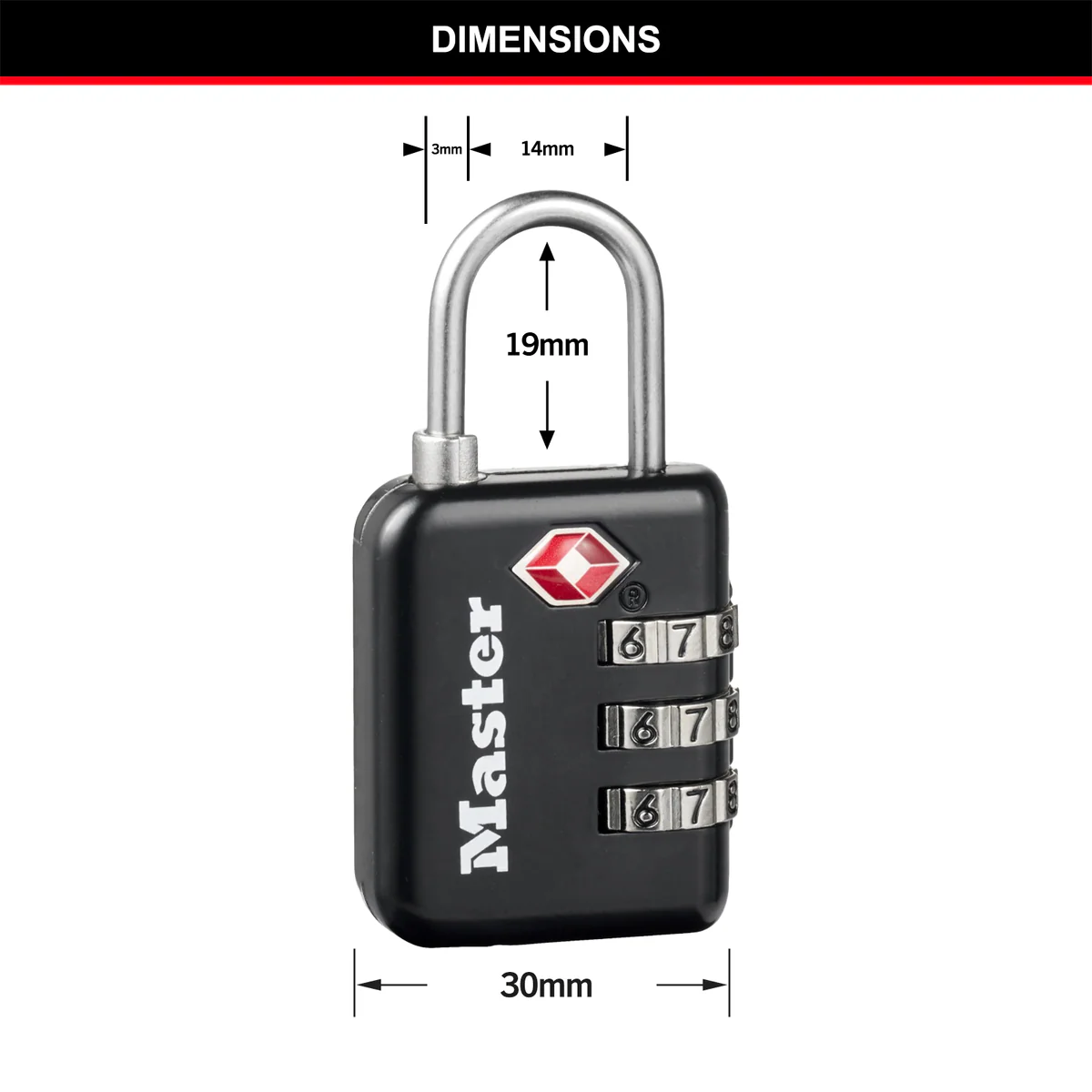 Master Lock Luggage Padlock - 30mm - Metal - TSA-Accepted - Image 4