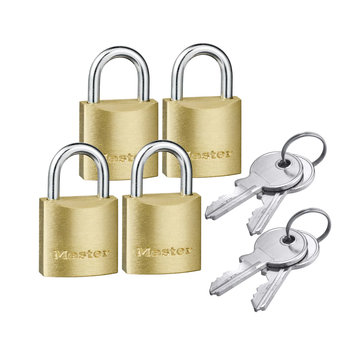 Master Lock Padlock - 20mm - Brass - Keyed Alike 4 Pack