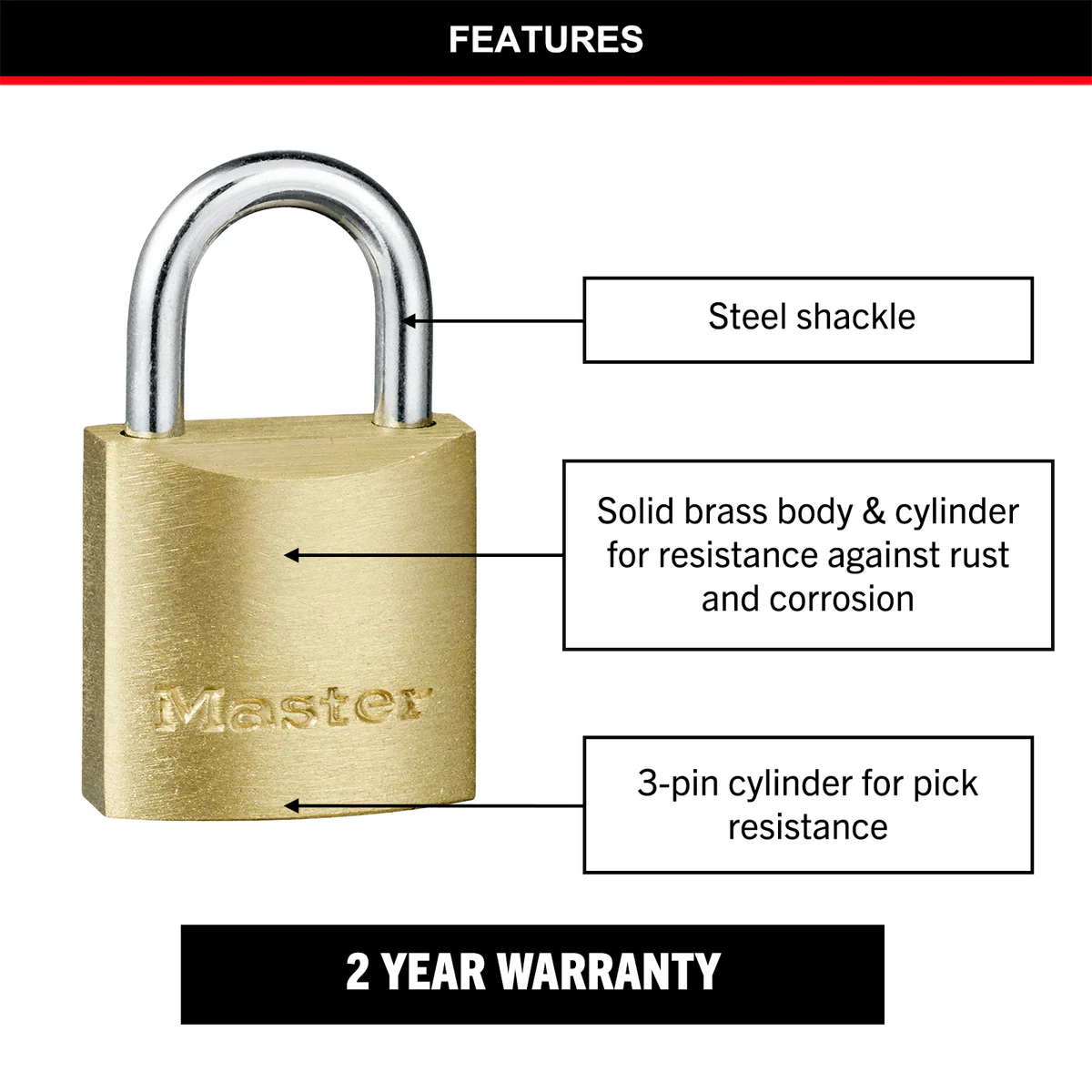 Master Lock Padlock - 20mm - Brass - Keyed Alike 4 Pack - Image 2