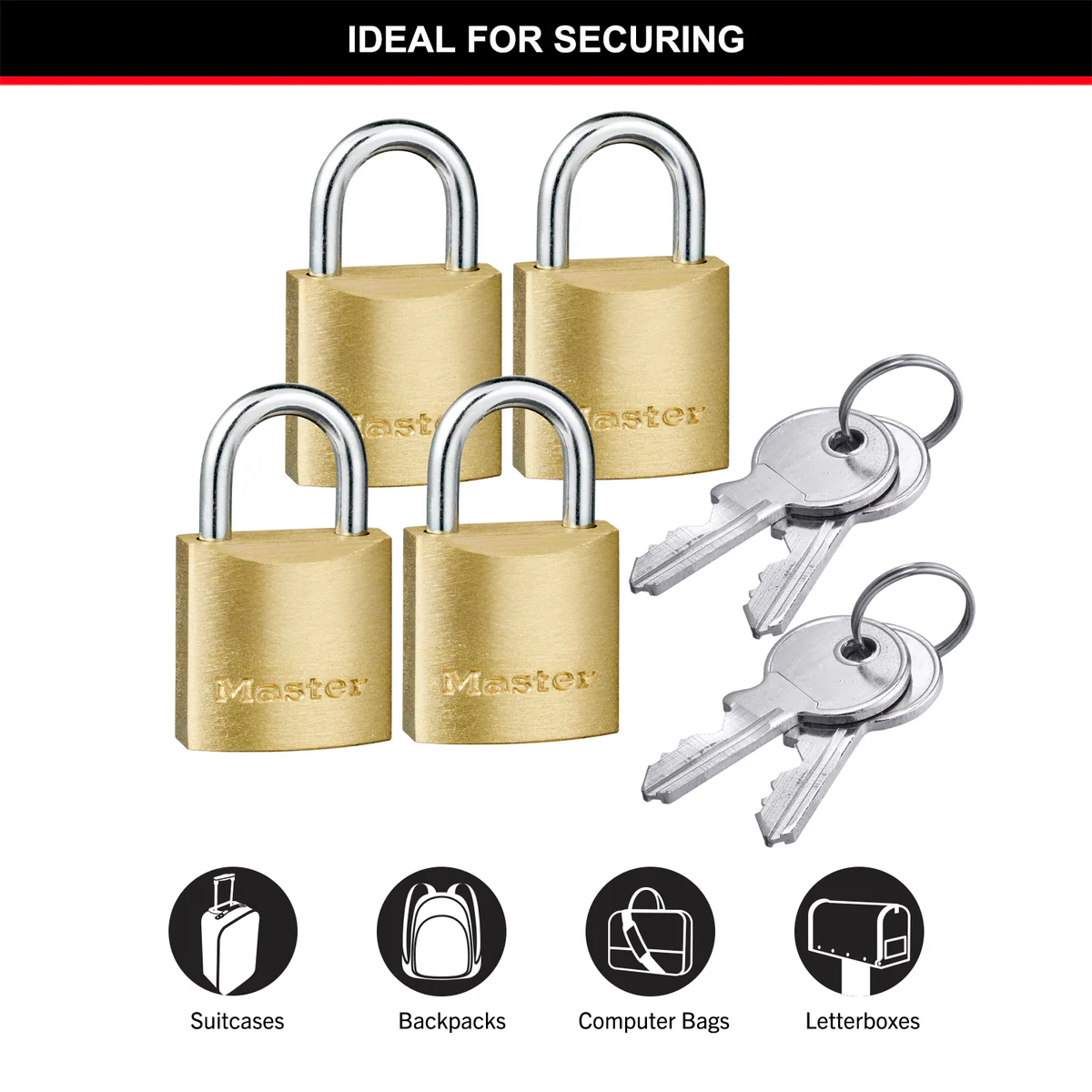 Master Lock Padlock - 20mm - Brass - Keyed Alike 4 Pack - Image 5