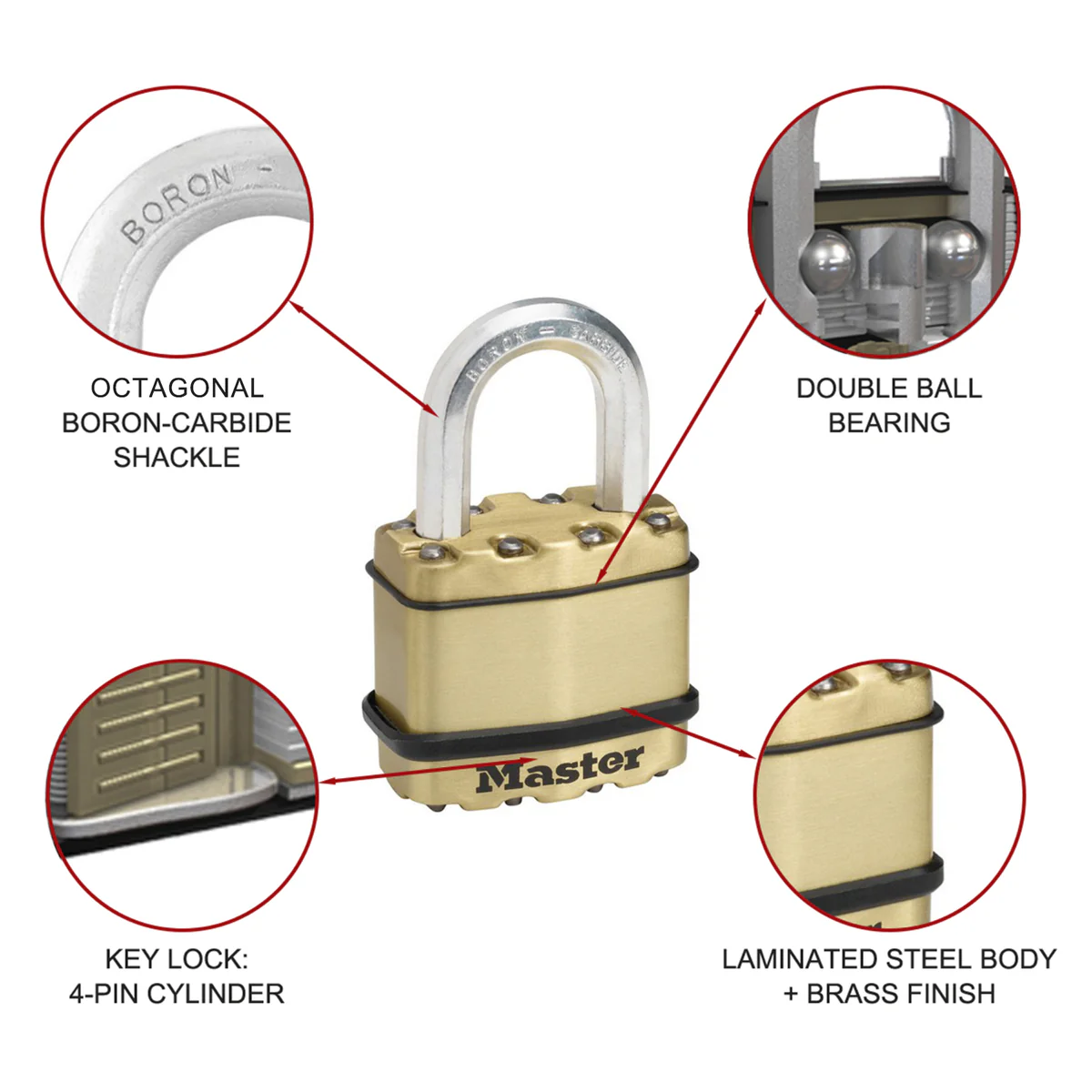 Master Lock Padlock - 50mm - Laminated Steel - Weather Resistant - Image 2