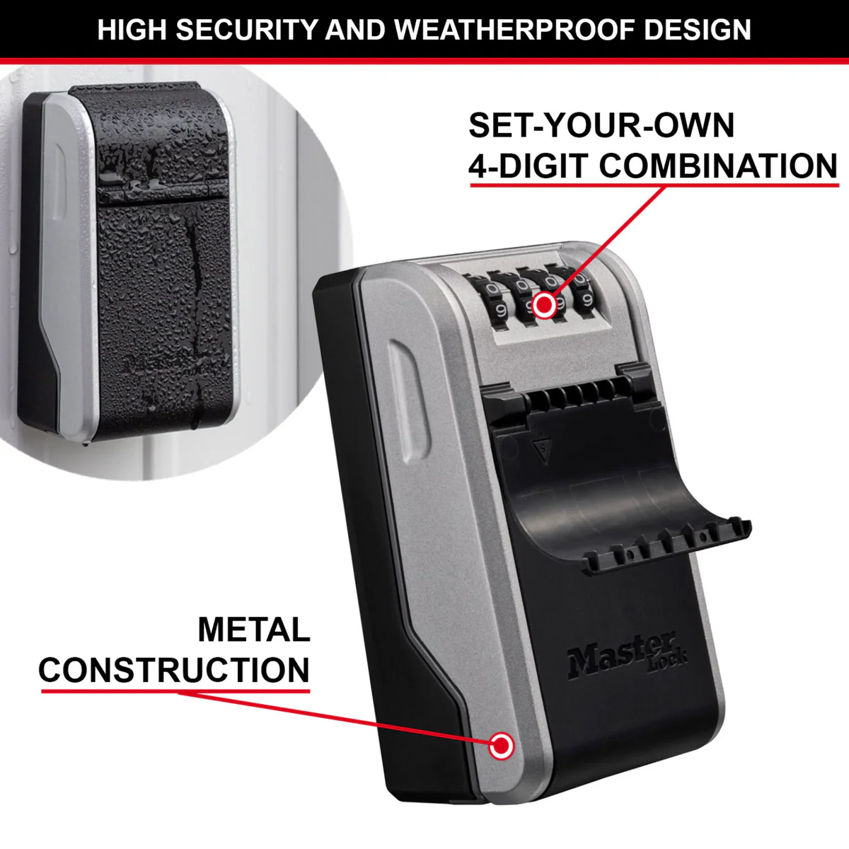Master Lock Wall Mount Key Safe - 10 Keys - 76mm x 136mm - Durable Steel - Image 3