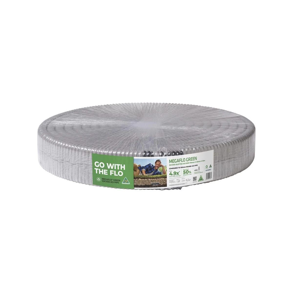 Megaflo Green Socked Slotted Agi Pipe 170 x 40mm 20m - Efficient Drainage