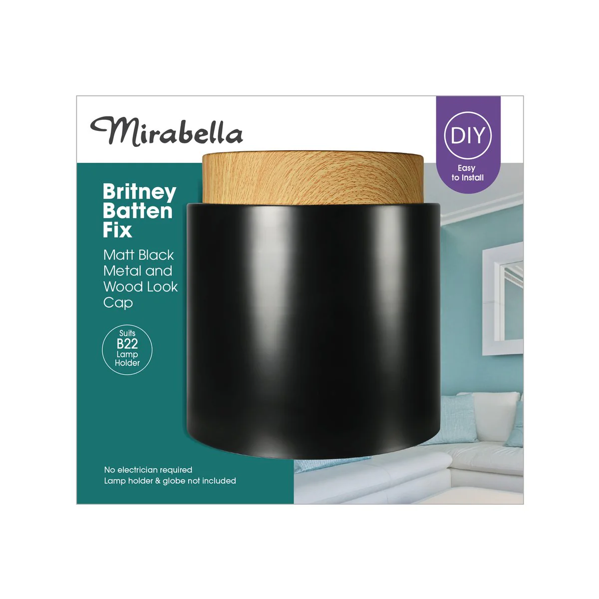Mirabella Black Britney Batten Fix - 17cm x 18cm - DIY Installation - Image 2