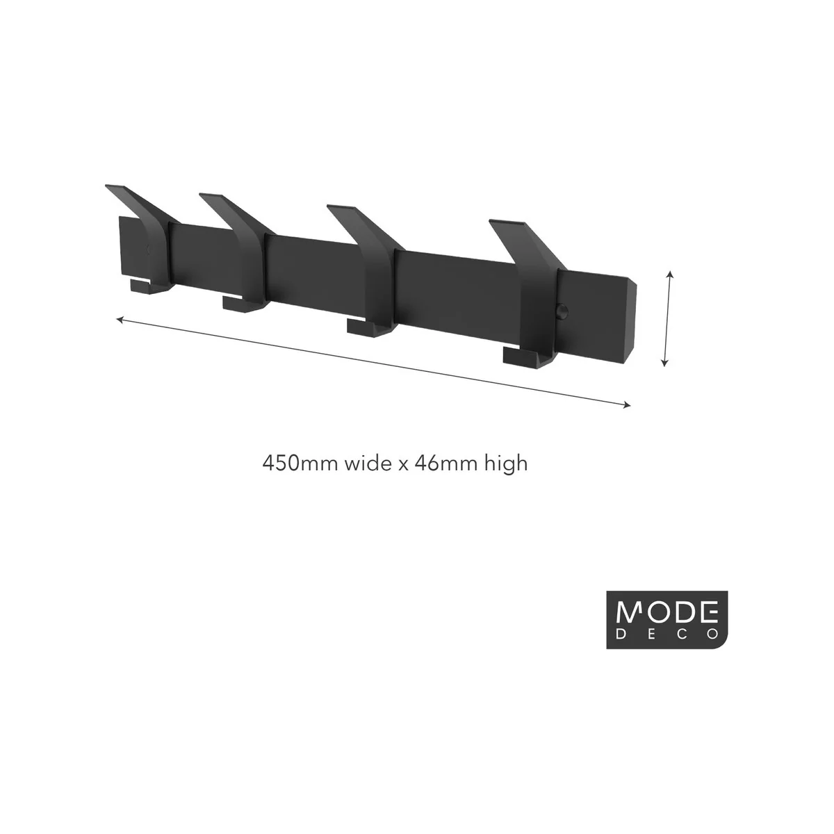 Mode 4 Black Sliding Hooks Hat and Coat Rack - 450mm - Adjustable Storage - Image 4
