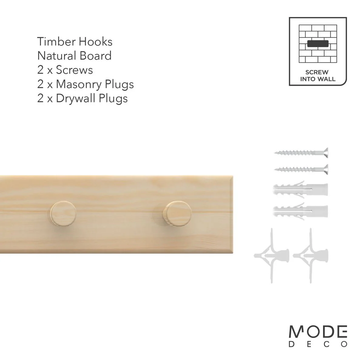 Mode 4 Key Rack - Timber Hooks on Pine Board - 4 Hooks - 245mm x 40mm x 38mm - Image 5