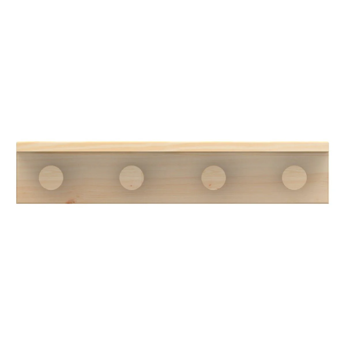 Mode 4 Timber Hooks on Pine Board with Shelf - 4 Hooks - 450mm - Natural Timber