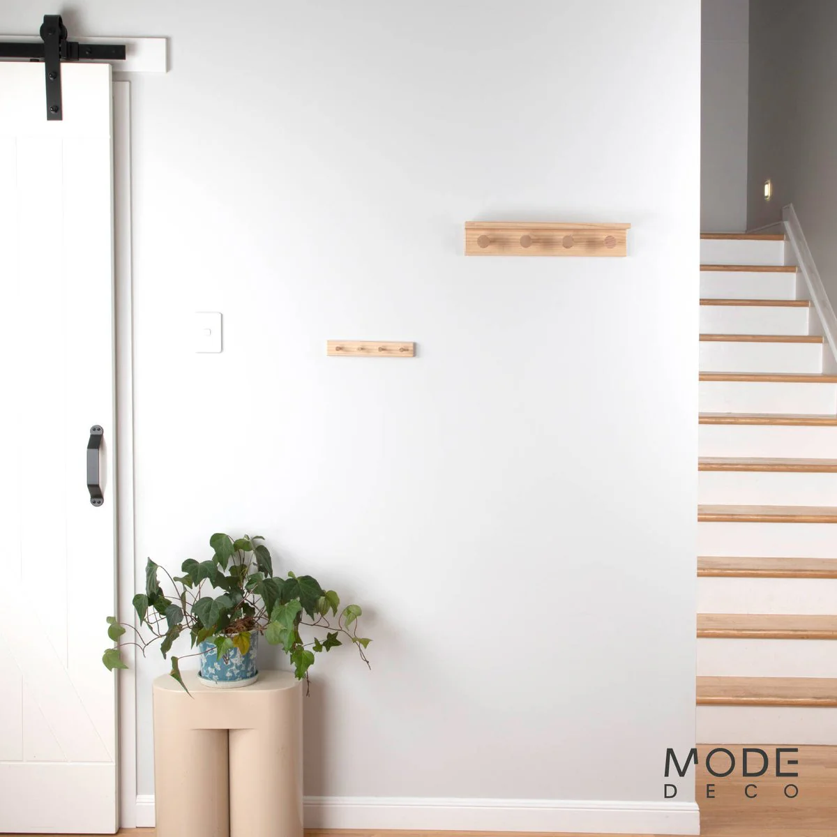 Mode 4 Timber Hooks on Pine Board with Shelf - 4 Hooks - 450mm - Natural Timber - Image 5