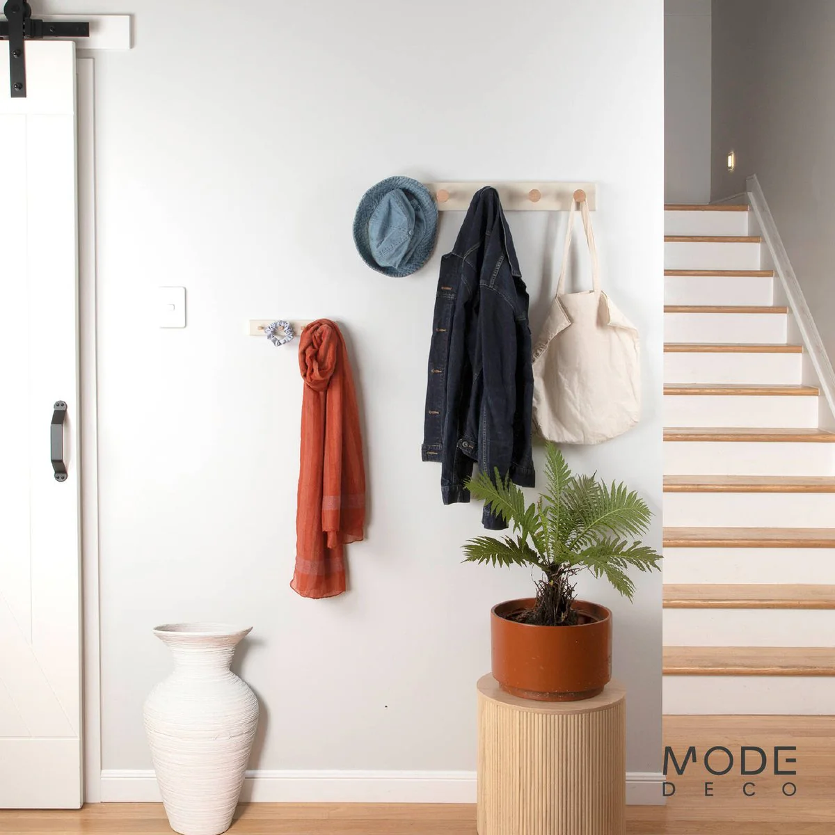 Mode - 5 Timber Hooks on Beige Board Hook Rack - 600mm - Beige - Durable Storage Solution - Image 2