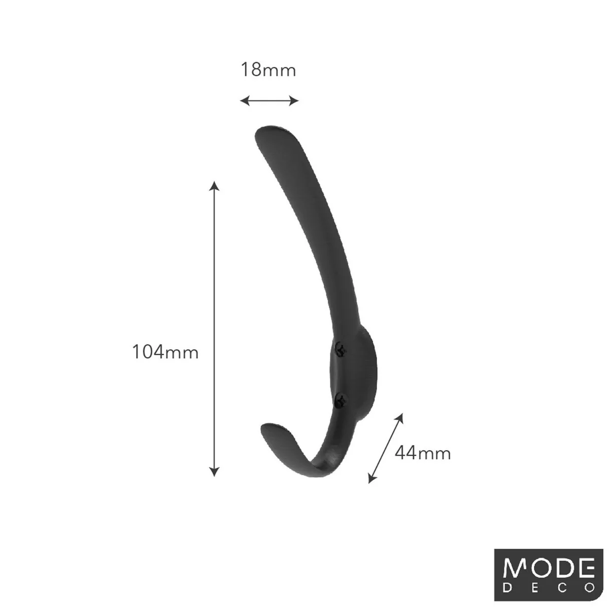 Mode Single Black Hat and Coat Hook - 17mm x 115mm x 45mm - Black - Image 3