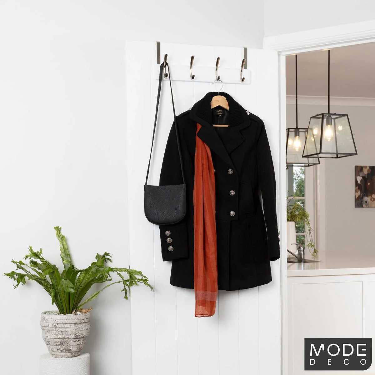 Mode 4 Over Door Hanger - 5 Hooks - 450mm x 70mm x 45mm - White - Image 2
