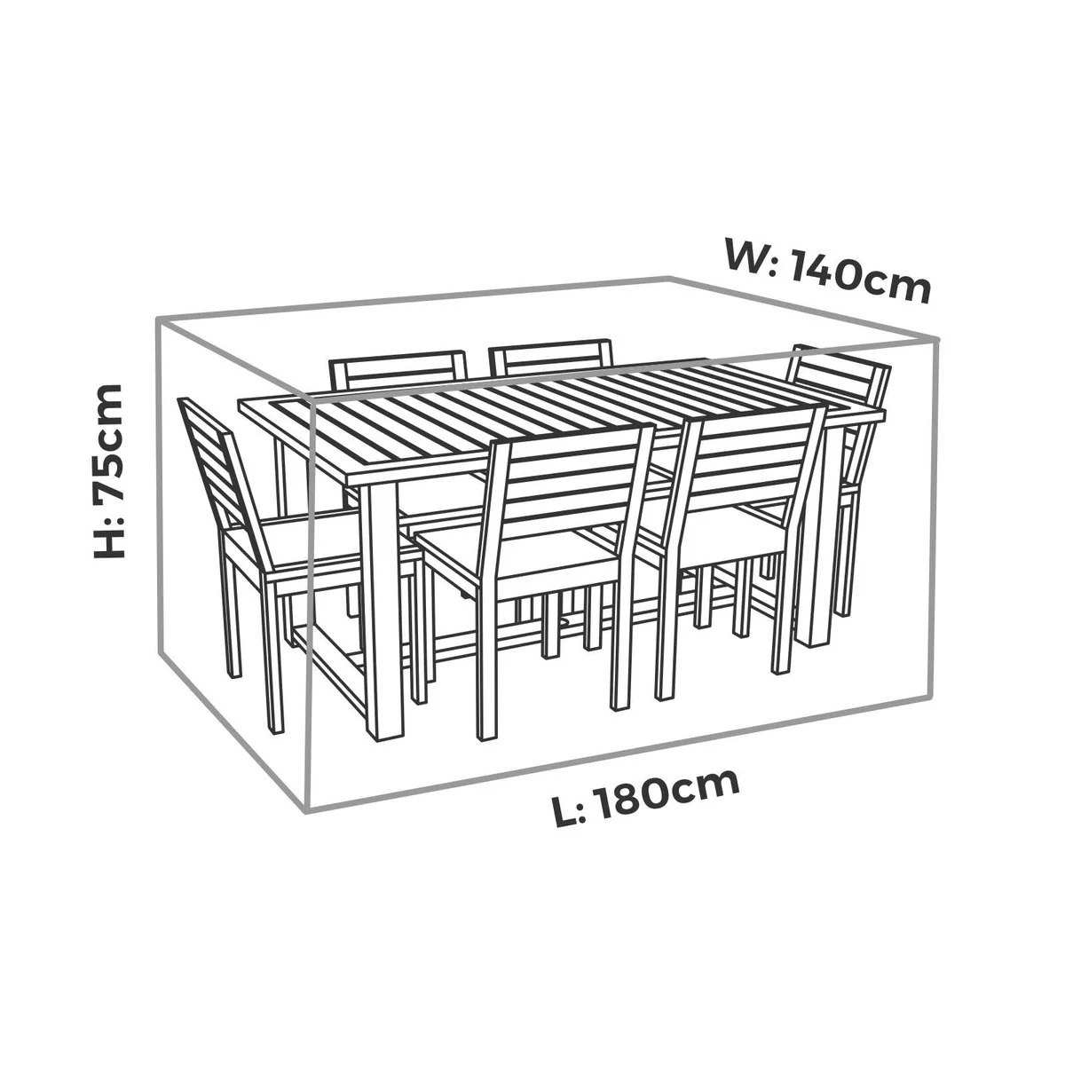 Mojo All Weather Outdoor Furniture Cover Small Rectangle Table & Chairs - 1800mm x 750mm x 1400mm - Weatherproof, UV Resistant - Image 3